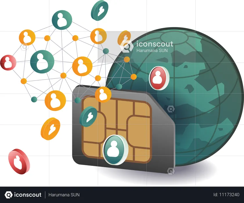 Smartphone signal network  Illustration