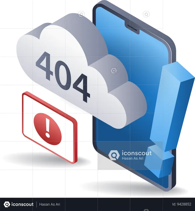 Smartphone system error 404  Illustration