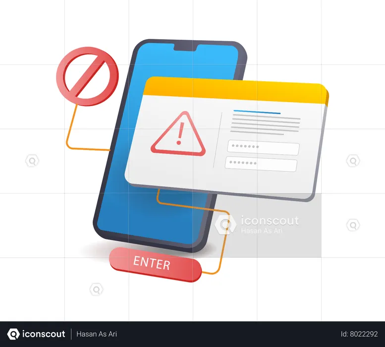 Smartphone system password error warning  Illustration