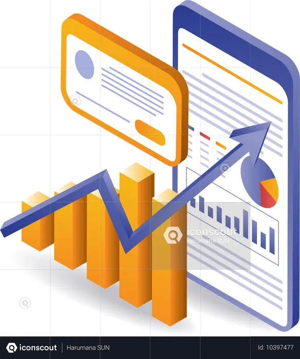 Smartphone technology data analysis bar chart  Illustration