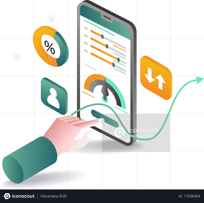 Smartphone technology performance analysis data  Illustration