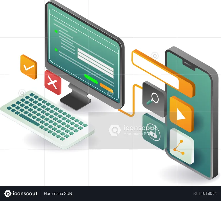 Smartphone  technology test application  Illustration