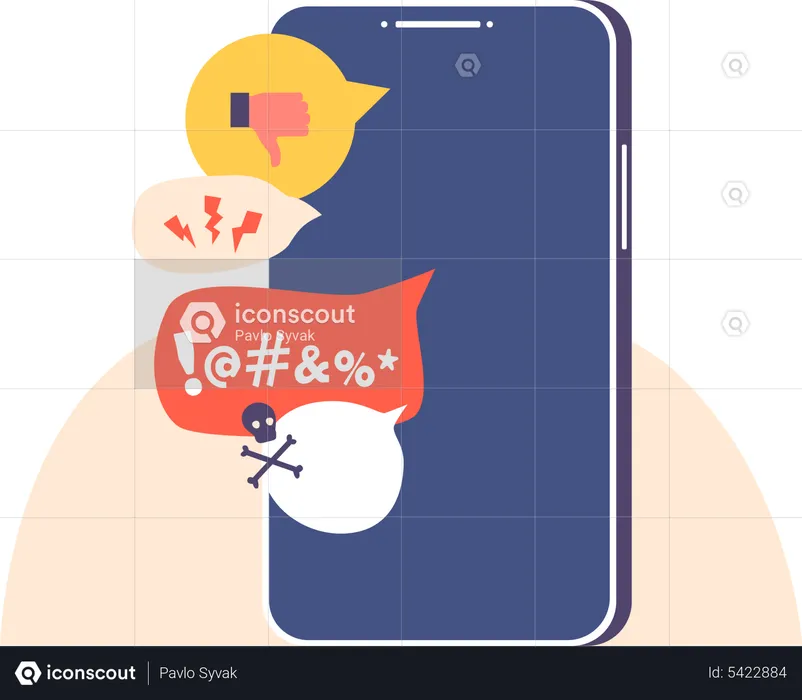 Smartphone with Bully Messages on Screen  Illustration