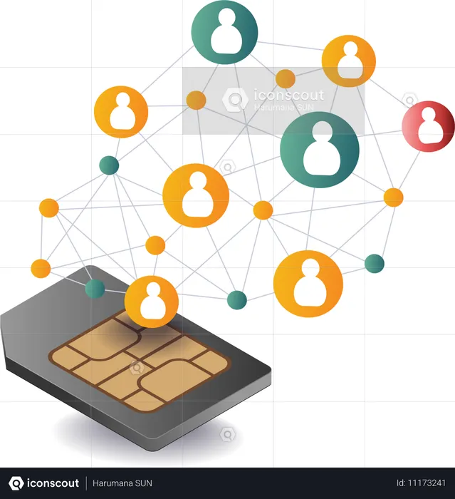 Smartphone with information network  Illustration