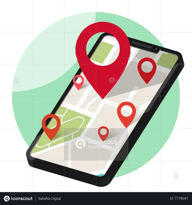 Smartphone with map  Illustration