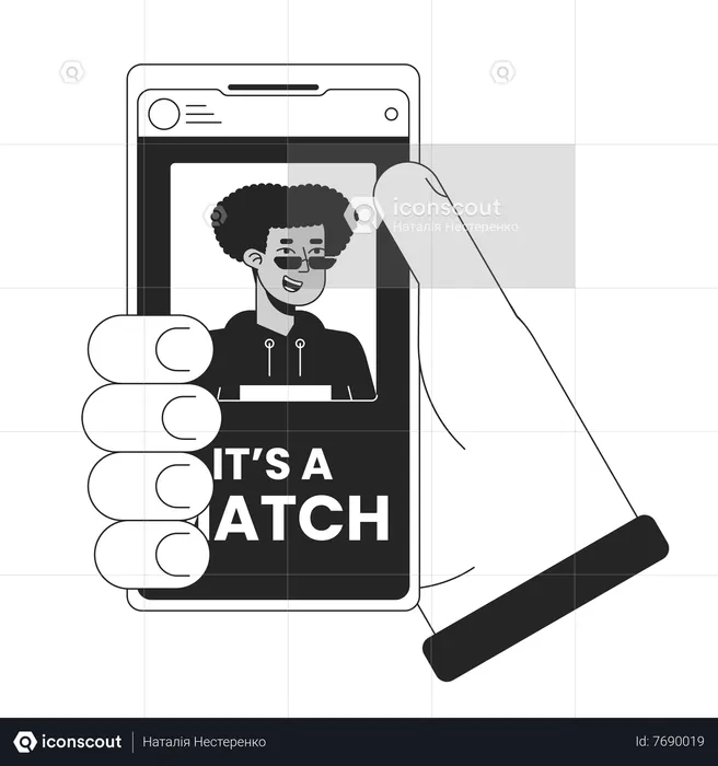 Smartphone with online dating app  Illustration