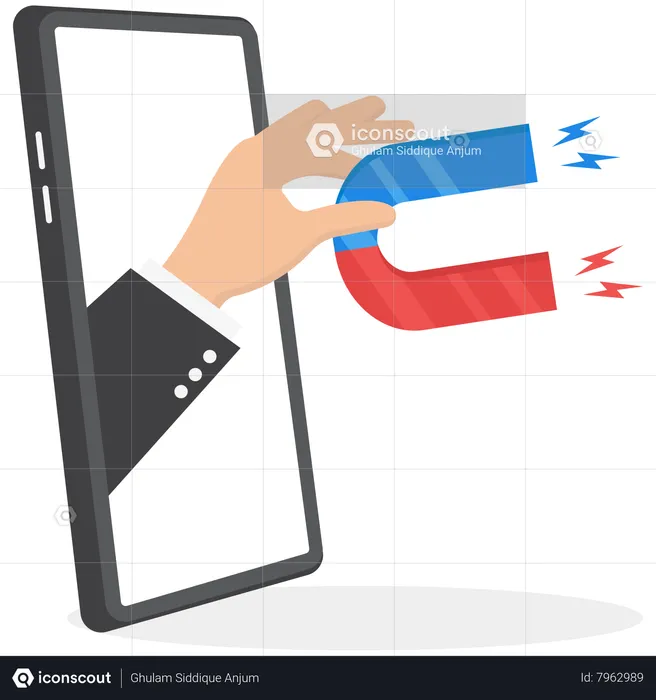 Smartphones confronted with a magnet  Illustration
