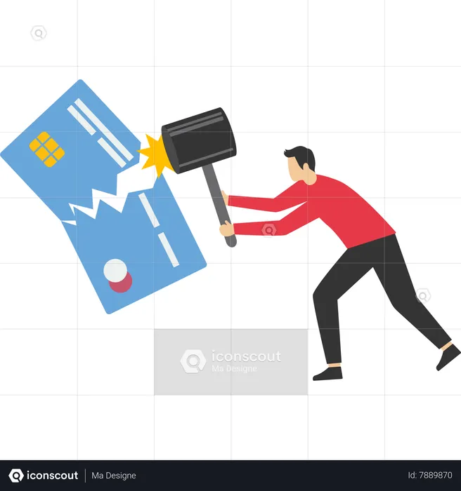 Smash the credit card that creates debt  Illustration