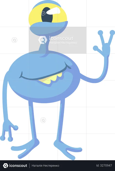 Smiling blue alien  Illustration