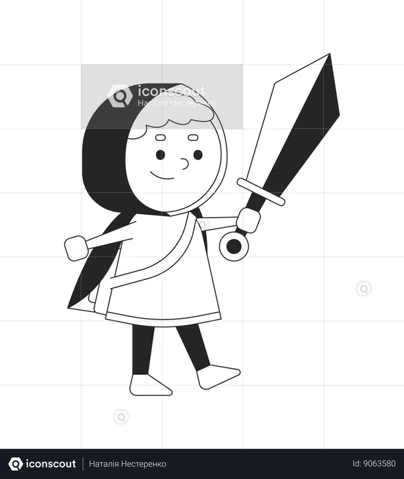 Smiling boy with sword  Illustration