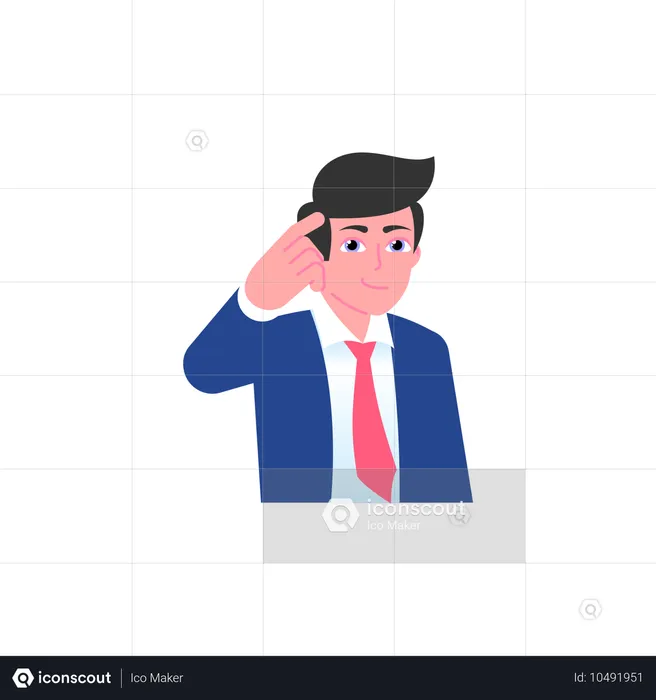 Smiling businessman points finger  Illustration