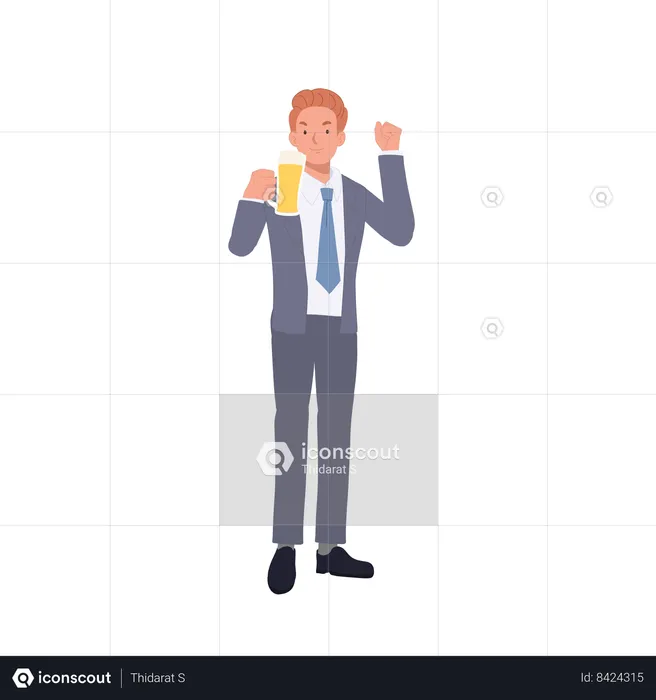 Smiling businessman with Beer Glass  Illustration