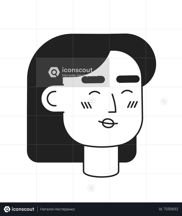 Smiling caucasian woman with black hair  Illustration