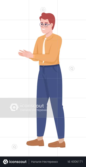Smiling employee clapping hands  Illustration