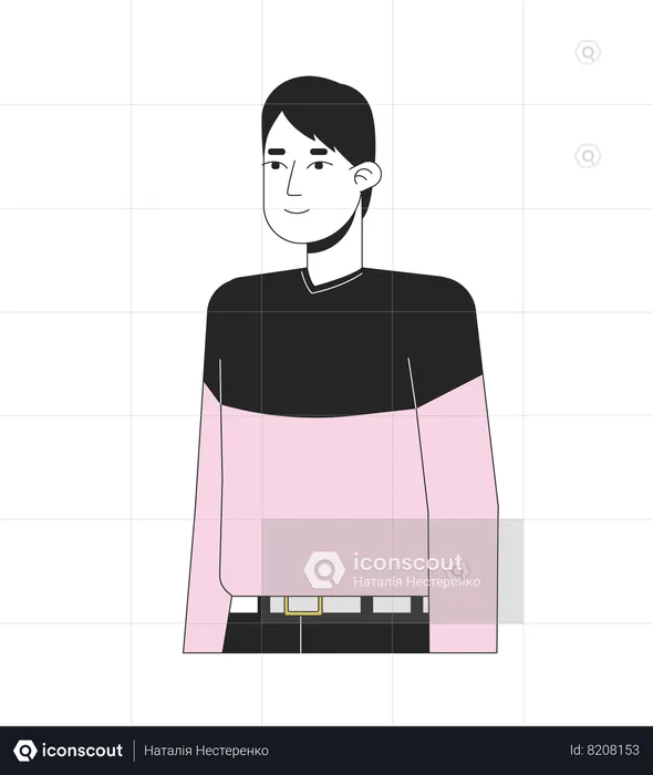 Smiling korean man in casual clothes  Illustration