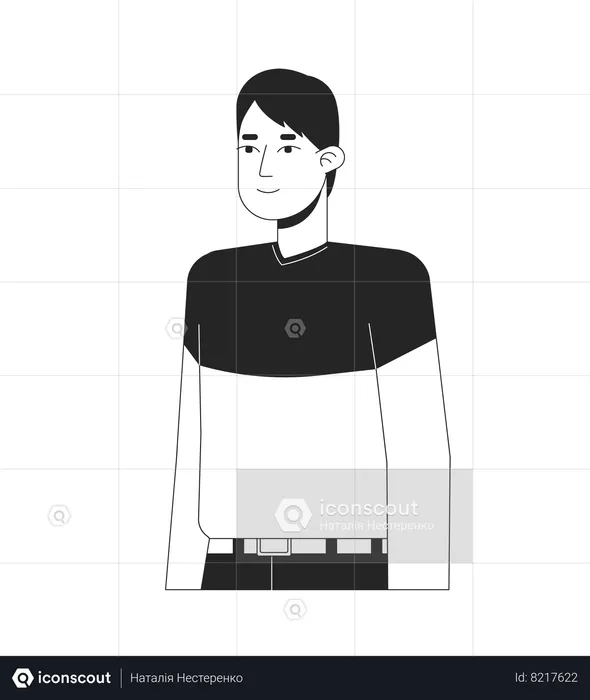 Smiling korean man in casual clothes  Illustration