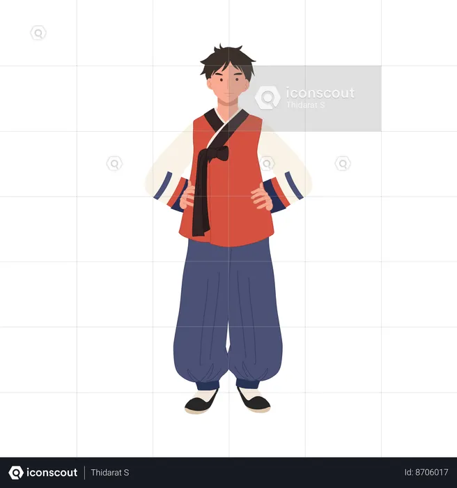 Smiling man in Korean traditional suit for special occasions  Illustration