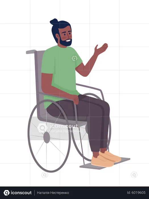 Smiling man in wheelchair  Illustration