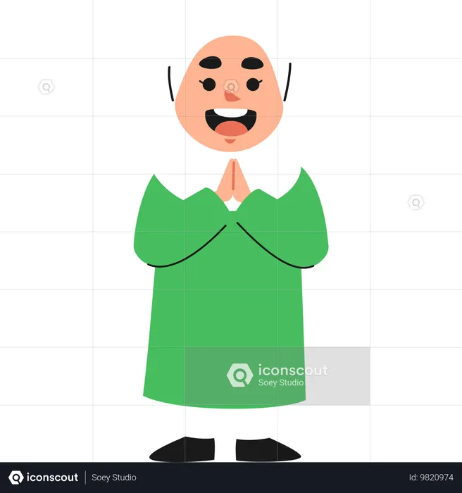 Smiling Muslim Girl in Prayer Pose  Illustration