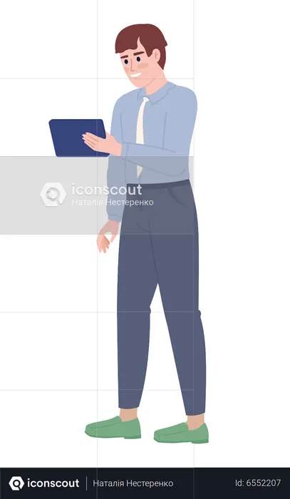 Smiling office manager with tablet  Illustration
