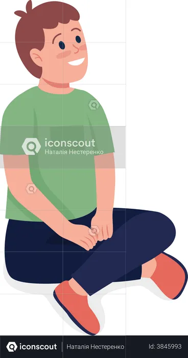 Smiling sitting boy  Illustration