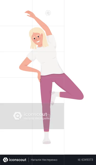 Smiling woman improving body stability  Illustration