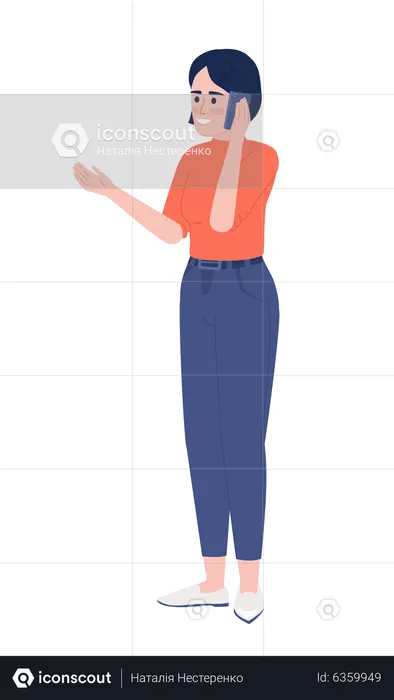 Smiling woman talking over mobile phone  Illustration