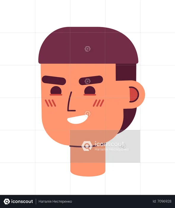 Smirking hispanic guy with bowl haircut  Illustration