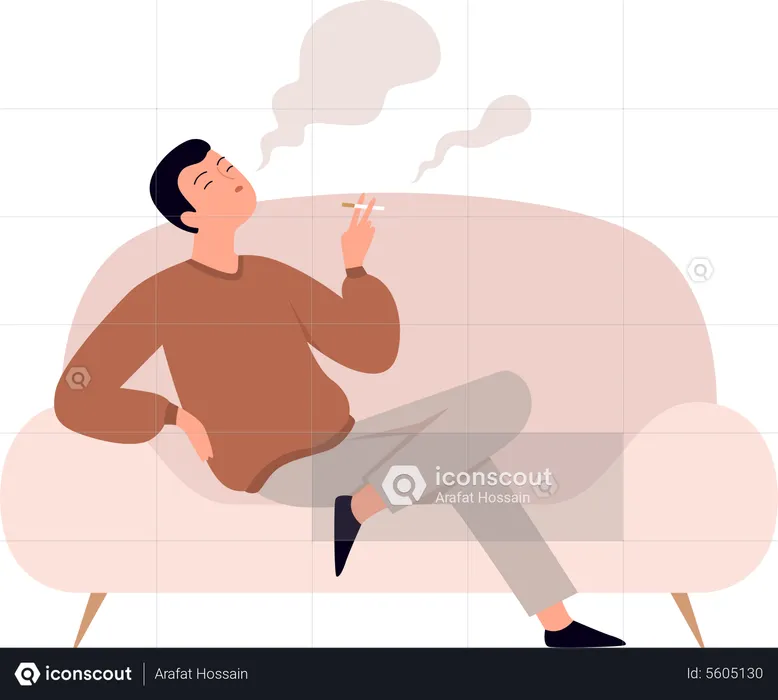 Smoke Addicted Person  Illustration