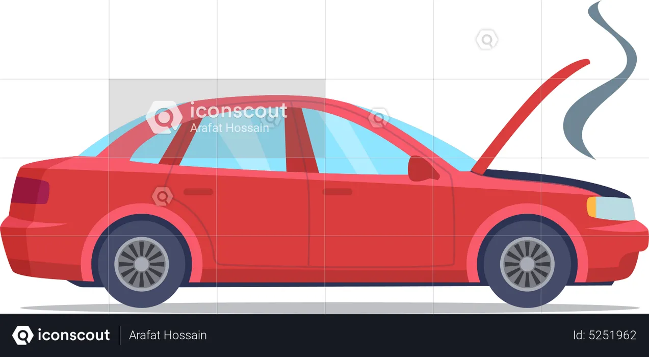 Smoke coming out of car front  Illustration