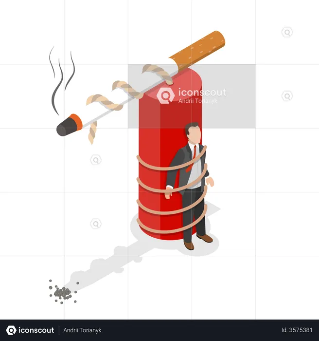 Smoking Addicted Person  Illustration