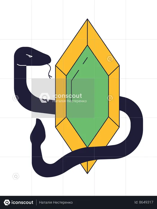 Snake around ancient diamond  Illustration