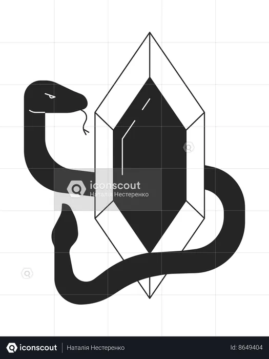Snake around ancient diamond  Illustration