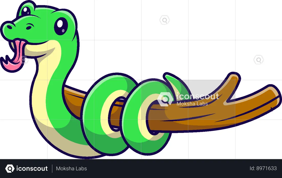 Snake On Branch  Illustration