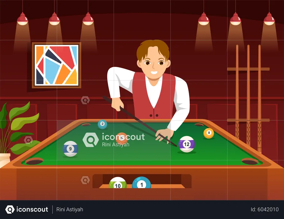 Snooker player playing Billiards Game  Illustration