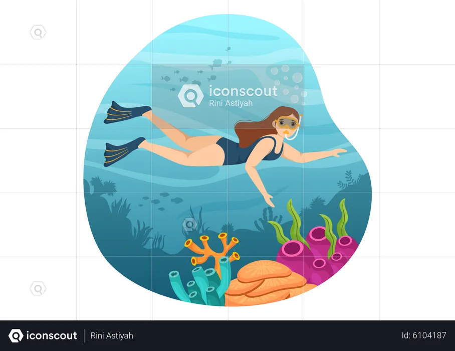 Snorkeling Girl  Illustration