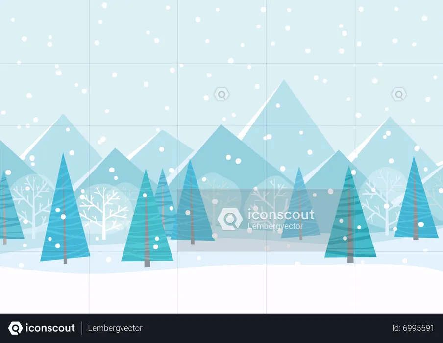 Snow falling in forest  Illustration