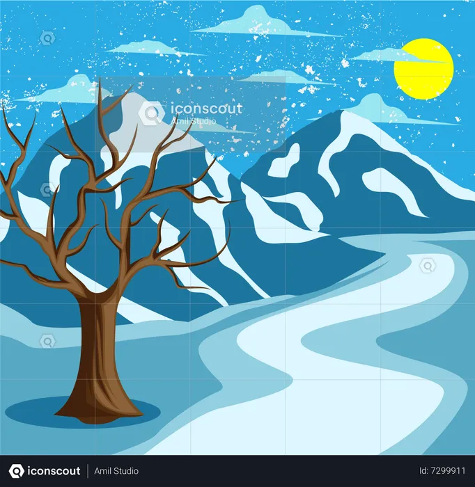 Snow Iceland  Illustration