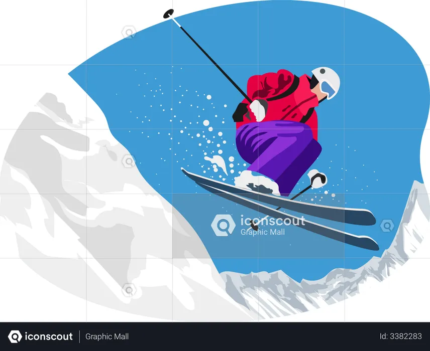 Snow Skiing  Illustration