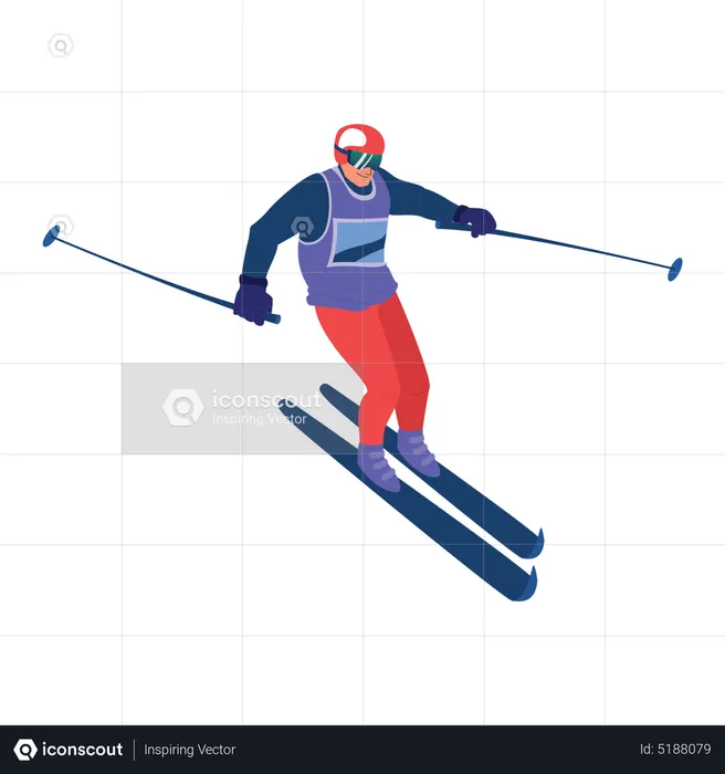 Snow Skiing  Illustration