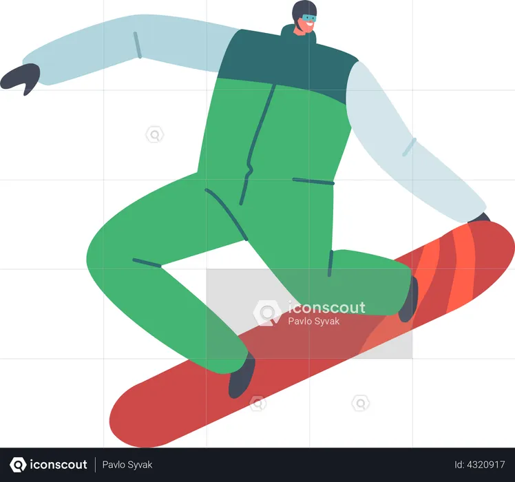 Snowboarder andando de snowboard  Ilustração