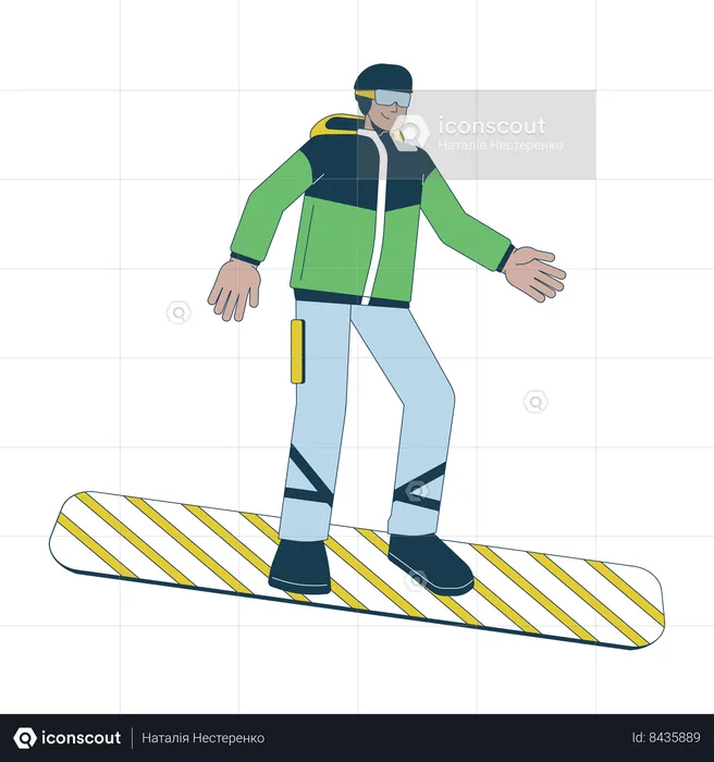 Snowboarder mâle latino-américain  Illustration