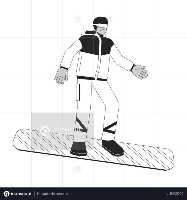 Snowboarder masculino latino-americano  Ilustração