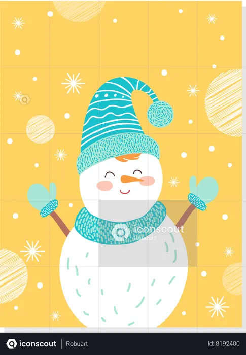 Snowman enjoying winter season  Illustration