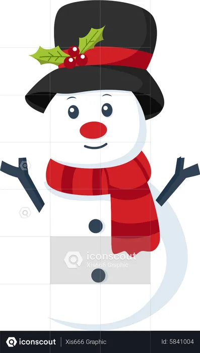 Snowman with Christmas Hat  Illustration
