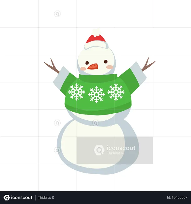 Snowman with green outfit  Illustration