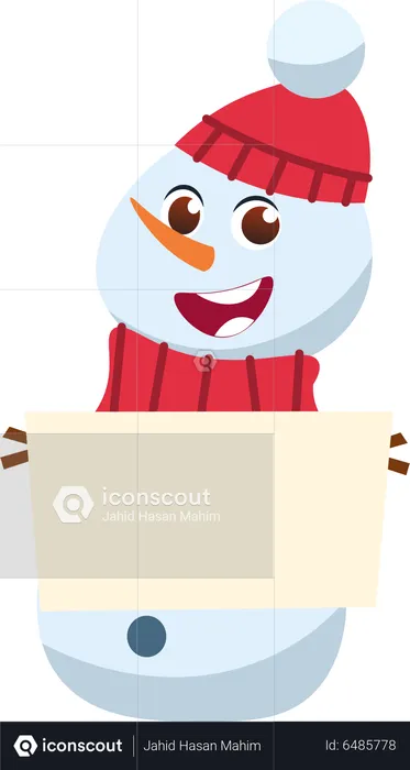 Snowman With Placards  Illustration