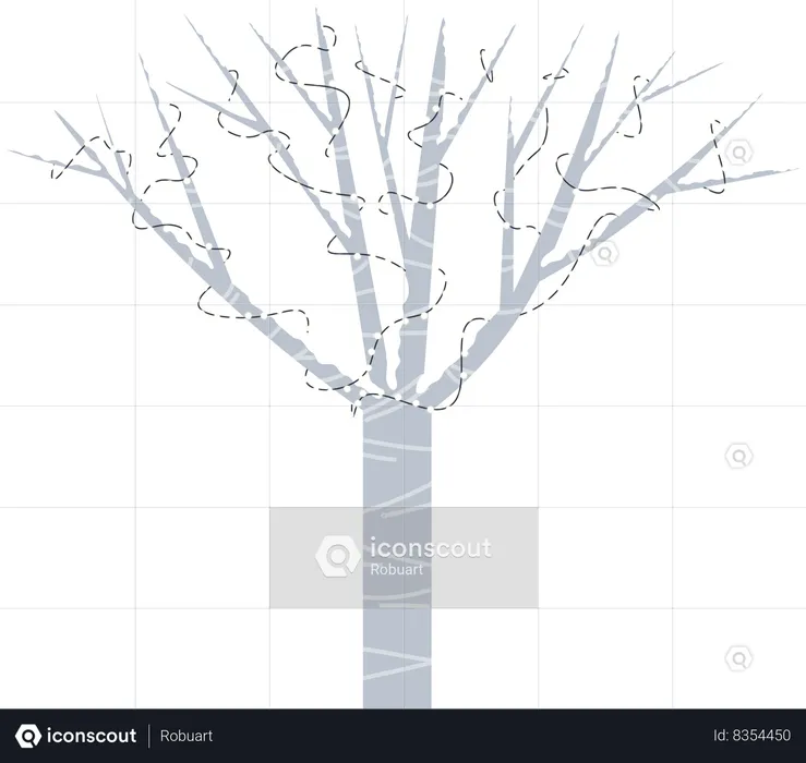 Snowy Tree with Garlands  Illustration