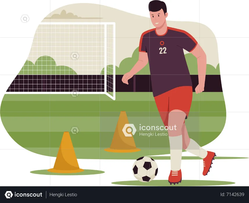 Soccer player are practicing on the field  Illustration