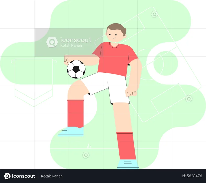 Soccer Player Dribbles The Ball  Illustration